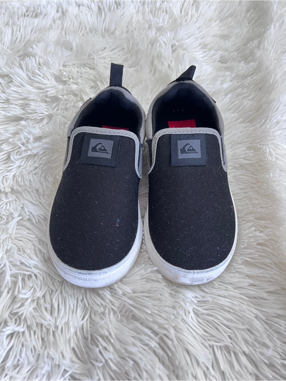 Quiksilver Kids Black Canvas Slip-On Sneakers with Gray Trim